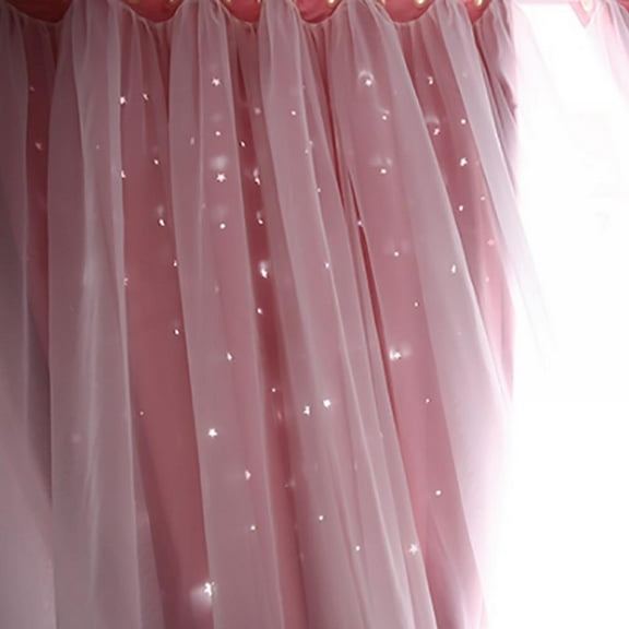 Star Curtains Curtains for Girls Bedroom Kids Curtain Baby Nursery Hollow-Out Star Window Curtain 79 inches Length Room Darkening Grommet 2 Layers (1 Panel,Pink, W39 X L79)