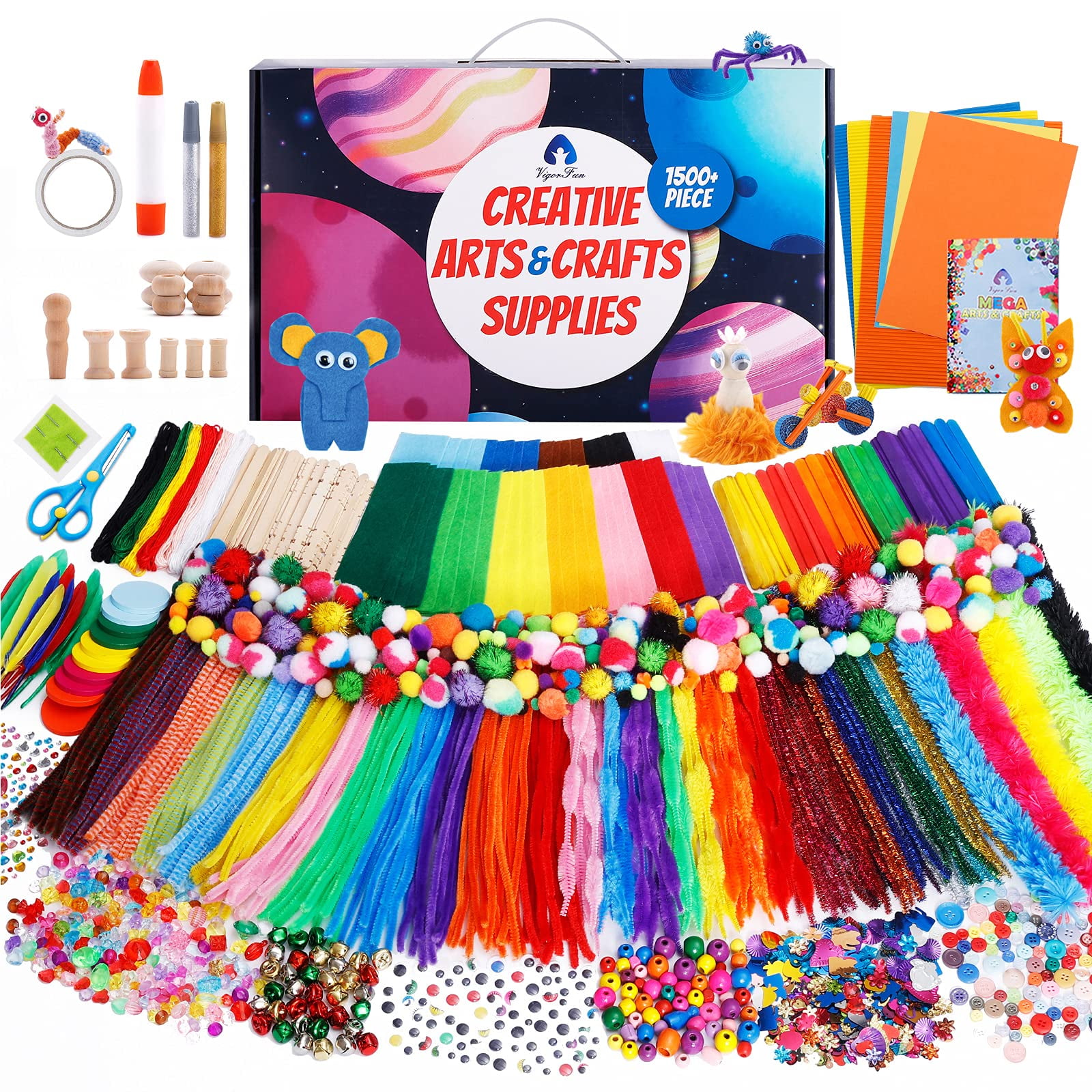 Vigorfun Arts and Crafts Supplies for Kids, 1500+ Piece DIY Craft