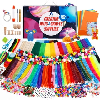 Arts and Crafts Supplies for Kids, Craft Art Supply Jar Kit for Student Age  4 5 6 7 8 9 10 Year Old Crafting Activity, Collage Arts Set for Toddlers  Preschool DIY Classroom Home Project 