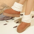 thumbnail image 4 of Women's Cozy Slip-On Mid-Calf Boots with Thick Platform Sole, Round Toe & Knitted Cuff - Soft Fabric Upper, Faux Cover Sole for Winter Outdoor Party Wear, Winter Boots, 4 of 6