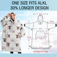 thumbnail image 4 of Oversized Wearable Blanket Hoodie,White Highland Cow Flower Pattern Sherpa Blanket Hoodie with Super Pockets,Super Warm Fuzzy Pullover for Women & Men, 4 of 6