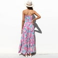 thumbnail image 4 of Women Summer Sexy Strapless Off Shoulder Maxi Long Swing Dress Boho Floral Print Shirred Smocked Belted A-Line Sundress, 4 of 21