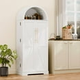 thumbnail image 5 of TOPCOMFY 65" Arched Storage Cabinet with Double Doors & Adjustable Shelves - Farmhouse Kitchen Pantry Organizer for Living Room, Bedroom - White, 5 of 7