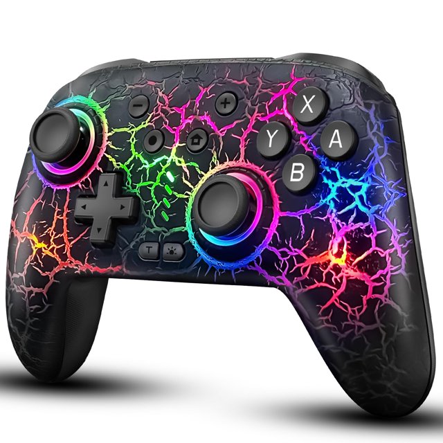 ZRZLMVP Manette Switch Pro Sans Fil - Compatible avec Nitendo Switch/OLED/Lite, Manettes Switch Rechargeables 1000mAh avec 9 Couleurs LED, Réveil, Turbo, Vibration