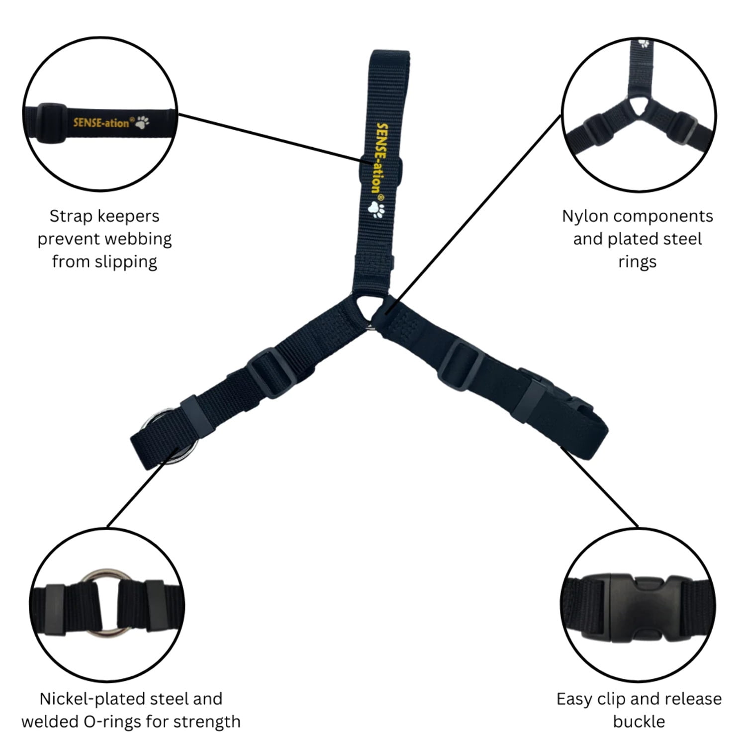 SENSE-ation® No-Pull Dog Training Harness Small Black