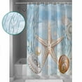 thumbnail image 3 of 54x78 Inch Shower Curtain Decorative Blue Starfish Coastal Bathtub Bath Curtains Fabric Waterproof Bathroom Decor Summer Beach Ocean Coral Shell Small Stall Shower Curtain Set with 12 Hooks, 3 of 6
