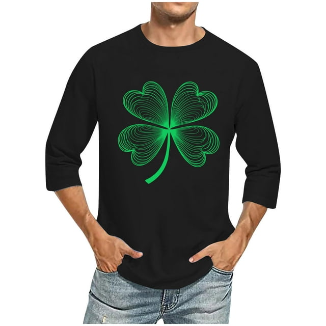 Wancir Chemises pour Hommes en Liquidation Imprimé de la Saint-Patrick Col Rond Mode Décontractée Manches Courtes Trois-Quarts