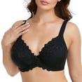 thumbnail image 3 of Women's Sexy Lace Embroidered Bras Full Coverage Unlined Underwire Plus Size Bra 42DDD, 3 of 9