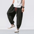 thumbnail image 4 of Pantalones Realdo para hombre, holgados, hippie, bohemio, yoga, harén de algodón negro, 4 of 7