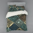 thumbnail image 2 of Geometric Duvet Cover Set, Hand Drawn Rhombus Motifs in Retro Colors with Tie Dye Effect Art Inspiration, Bedding Set with Shams and Fitted Sheet, 3 Sizes, by Ambesonne, 2 of 3
