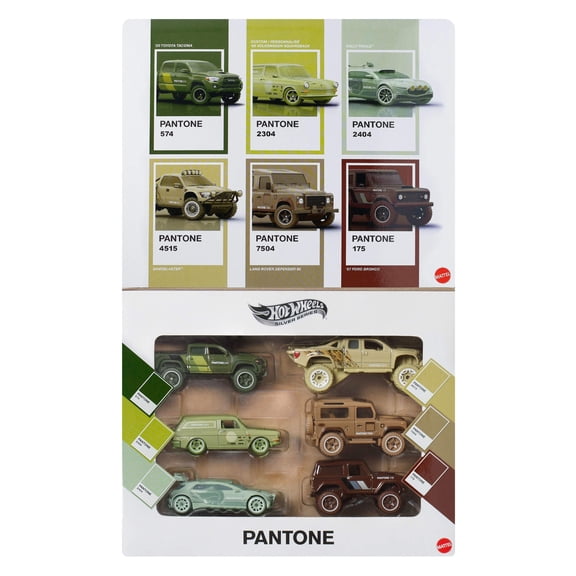 Hot Wheels Pantone Multipack of Toy Cars & Van, 1:64 Scale Die-Cast Vehicles