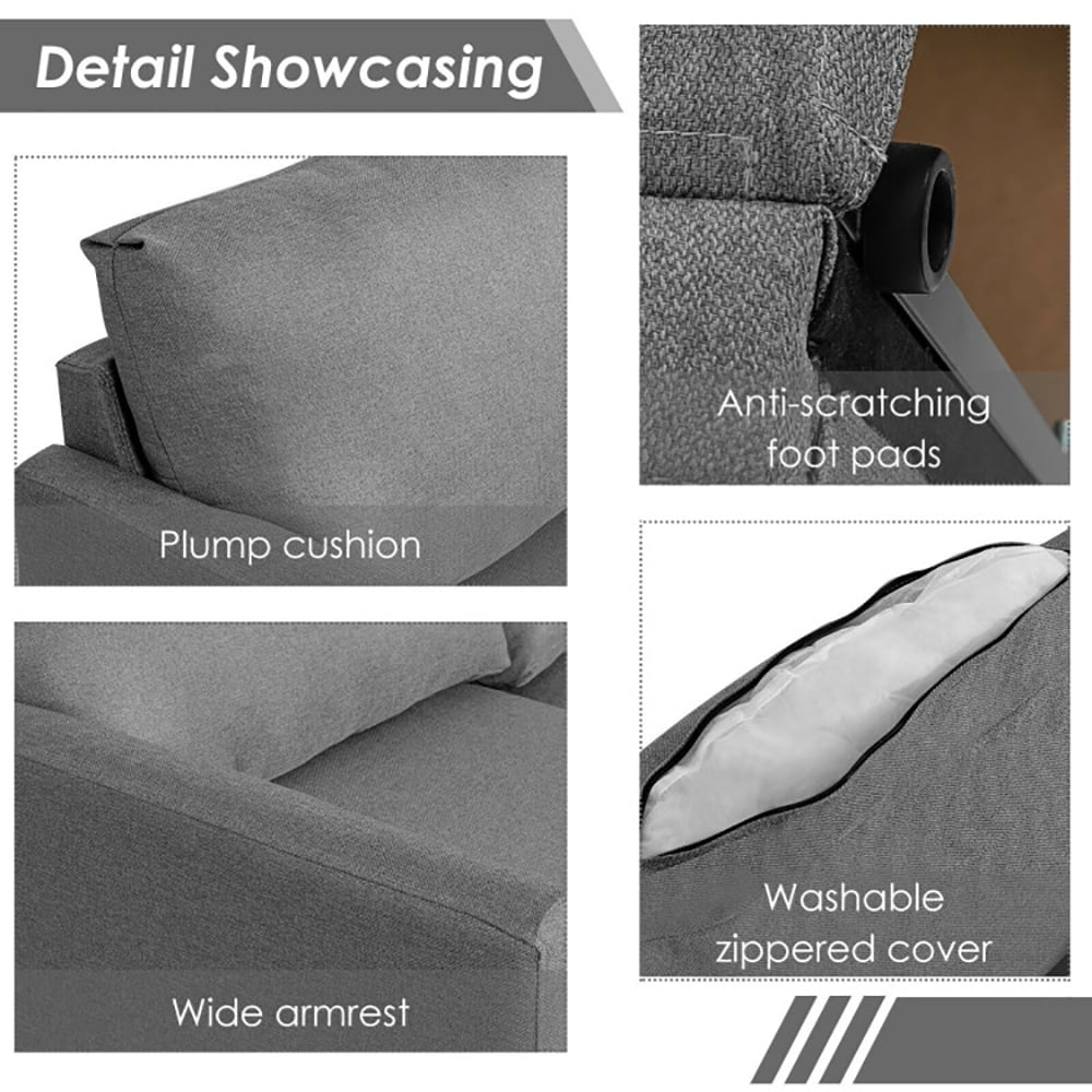 Finihen Convertible Sofa Bed, Modern Convertible Sleeper Couch, Convertible L-Shaped Sectional Sofa Couch with Reversible Chaise, for Living Room, Dark Gray Finihen Convertible Sofa Bed, Modern Convertible Sleeper Couch, Convertible L-Shaped Sectional Sofa Couch with Reversible Chaise, for Living Room, Dark Gray