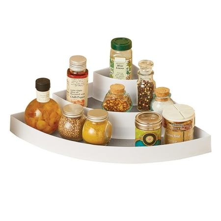 Non-Skid 3 Tier Corner Counter Top Organizer with Step Design for More Easily Accessible Display, Use in Kitchen or (Best Use Of Corner Kitchen Cabinet)