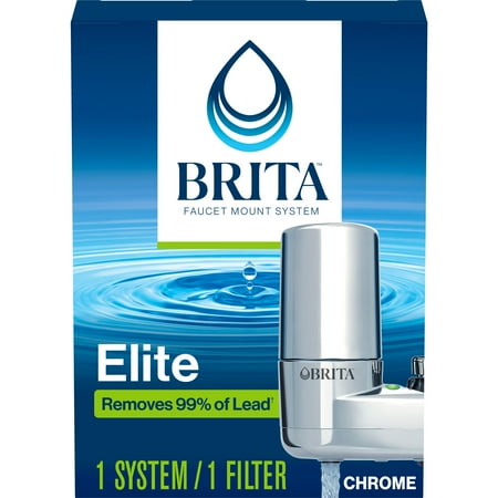 Brita Elite Water Faucet Filtration Mount System, Fits Standard Faucets, Chrome, Includes 1 Filter