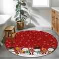 thumbnail image 5 of Red Snowman Round Rug 3ft Washable Circle Entryway Rugs Non Slip Christmas Winter Snowflake Xmas Tree Area Rug Indoor Floor Carpet for Bedroom Kitchen Living Room Home Office Dining Room Nursery, 5 of 8