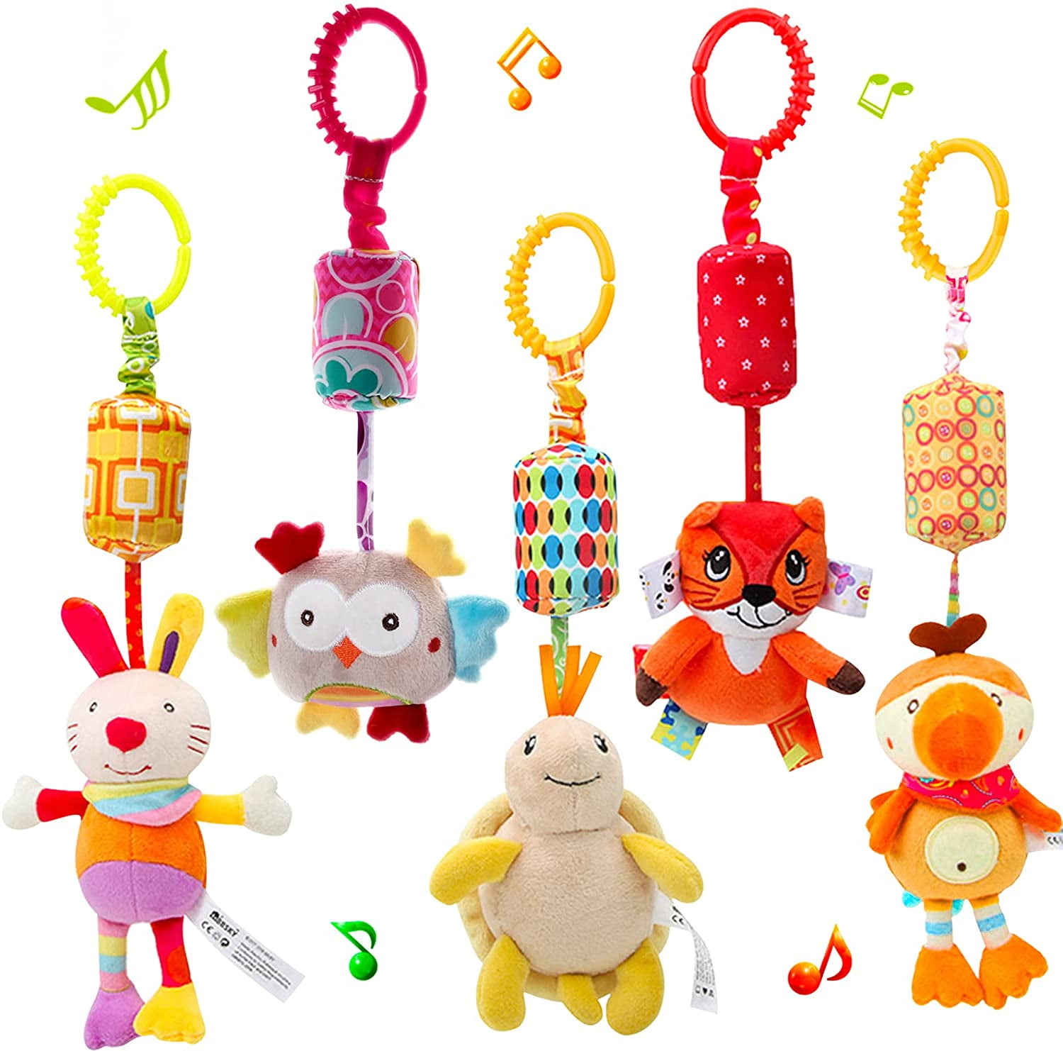 Baby Stroller Baby Stroller Toy, Suitable For Babies of 1, 3, 6, 9 and 12 Months Old, Bell New Born Gift-5 Pieces, Hanging Rattle Animal Toy