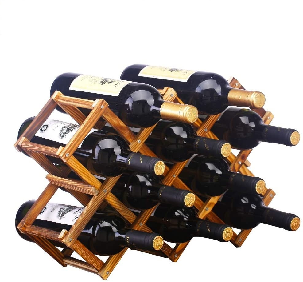 New 3/6/10 Bottle Holder Wooden Wine Rack Folding Drink Bottle Bar Display Shelf