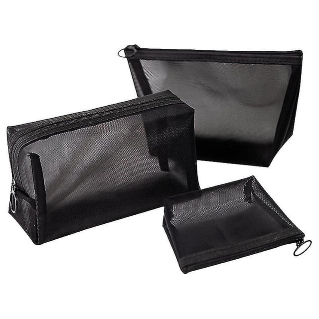 Camping Makeup Pouch Zipper Travel Organizer Cosmetic Bag Women Toiletry Bagset Of 3black