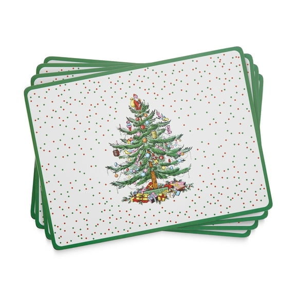 Pimpernel Christmas Tree Polka Dot Placemats - Set of 4,