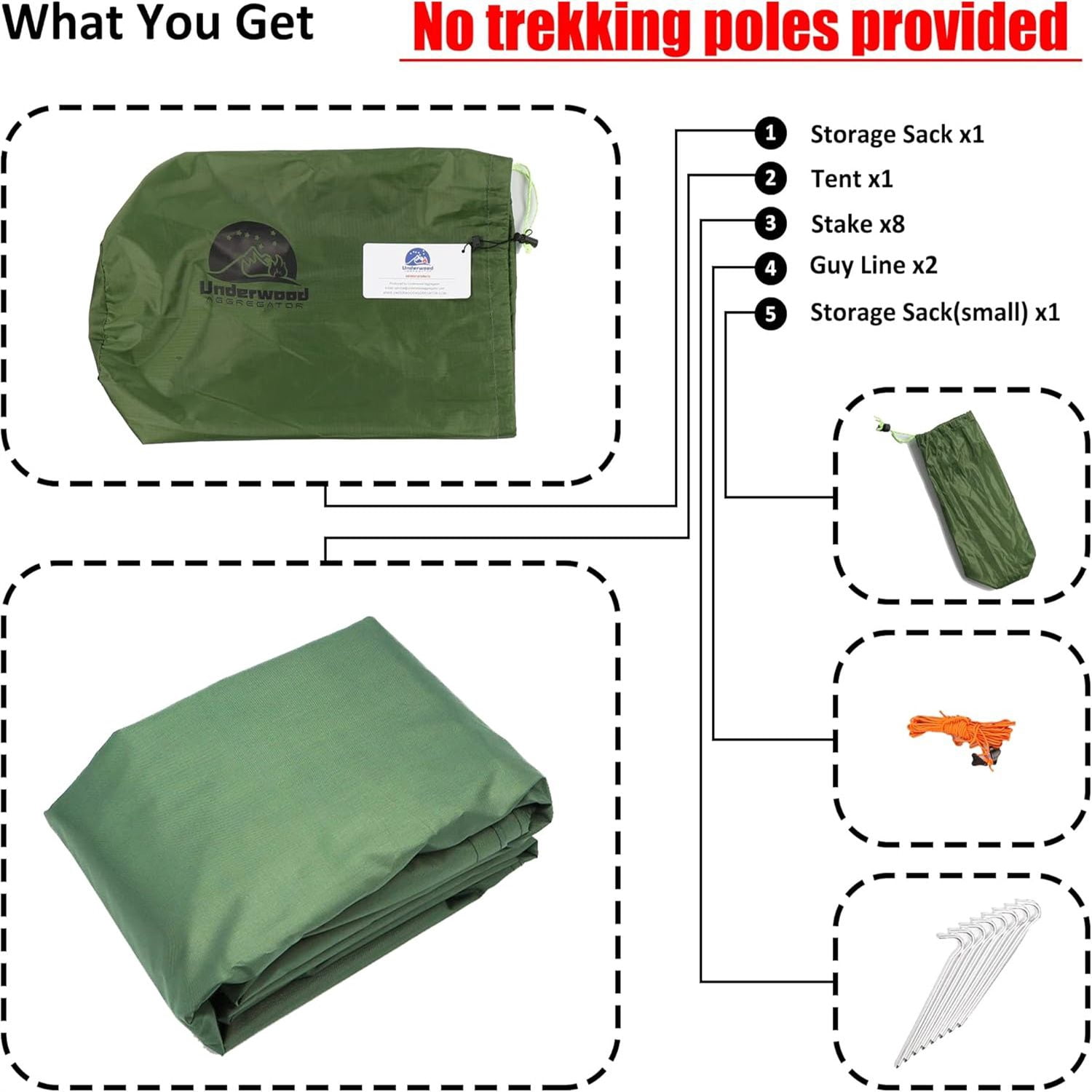 2-Person Trekking Pole Tent for Backpacking - Ultralight A-Frame Backpacking Tent, Two Person Waterproof Hiking Tent for Camping, Lightweight Camping Tent for Scouts
