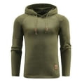 thumbnail image 3 of Txeol Mens Hooded Sweatshirt Long Sleeve Athletic Pullover Sweater Basic Solid Color Lightweight Drawstring Hoodies,Army Green XXL, 3 of 10