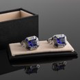 thumbnail image 3 of Gemelos genéricos cuadrados con circonita cúbica azul chapados en plata, 3 of 3