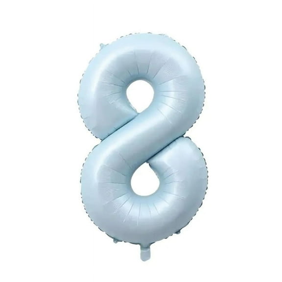 Number Eight Balloon Pastel Blue Sky Blue Light Blue 32" Large Party Milestone Balloon Decoration