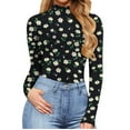 thumbnail image 3 of Aoochasliy Bodysuits for Women Clearance Valentine's Day Mock Printing Trendy Turtle Neck Tops Long Sleeve Bodysuit Jumpsuit, 3 of 7