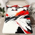 thumbnail image 2 of Manfei Black Red Watercolor Twin Sheet Sets, Modern Artwork Twin Fitted Sheet, Teen Kid Adult Flat Sheet, Ultra Soft Home Decor, 3pcs, 2 of 7