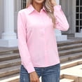 thumbnail image 5 of Kixjoy Womens Long Sleeve Tops Button Down Collared V Neck Shirt Fashion Lightweight Casual Tunic Top Dressy Plus Size Womens Blouses, Pink 2XL, 5 of 5