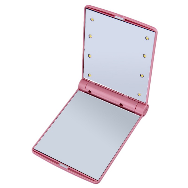 DA BOOM Folding Travel Mirror Lighted Makeup Mirror Light Modes USB