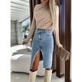 thumbnail image 2 of Falda vaquera dividida a la moda para mujer, faldas vaqueras ajustadas elegantes de cintura alta, novedad de primavera y verano 2023, 2 of 5