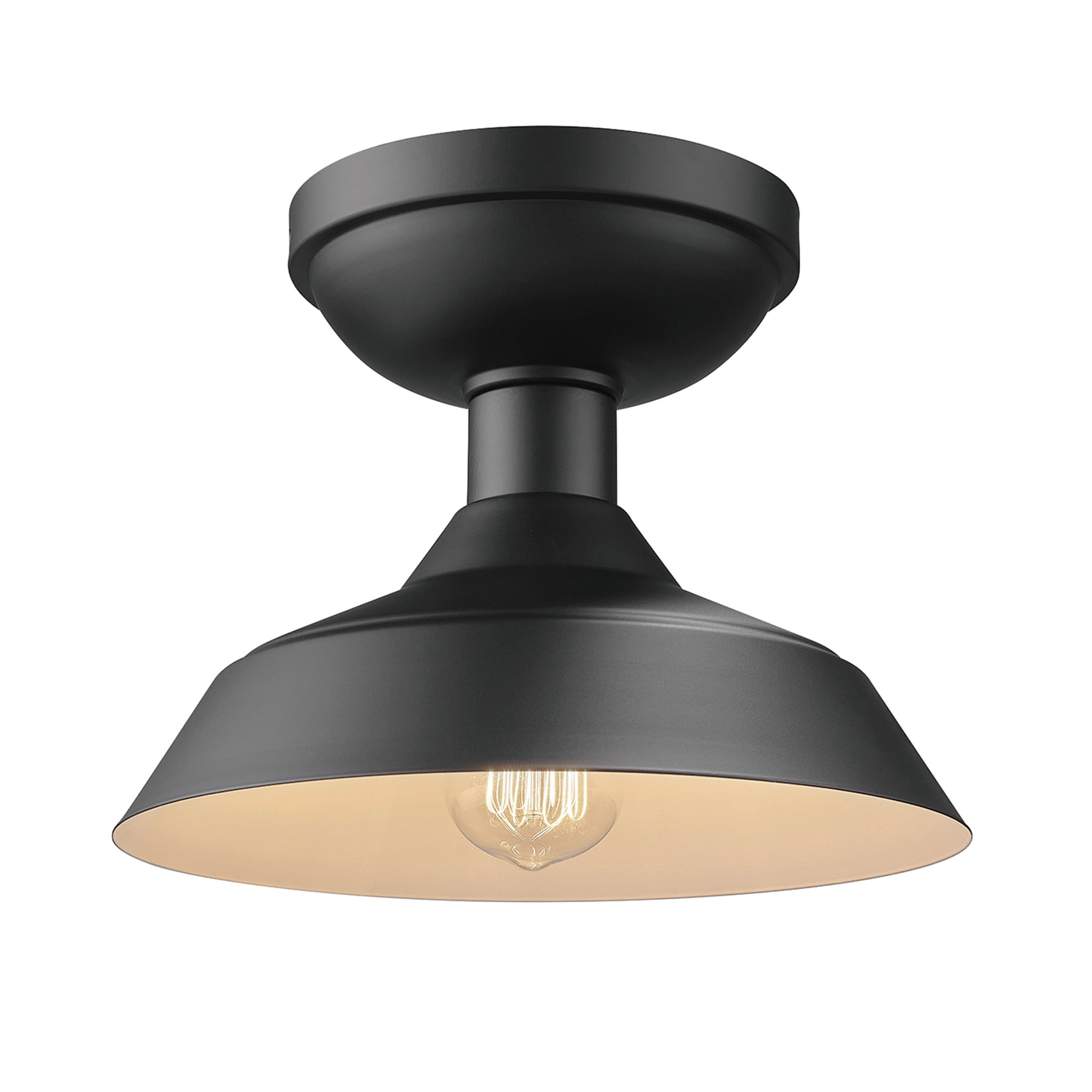 Globe Electric Kurt 1-Light Matte Black Outdoor Indoor Flush Mount Ceiling Light, 44677