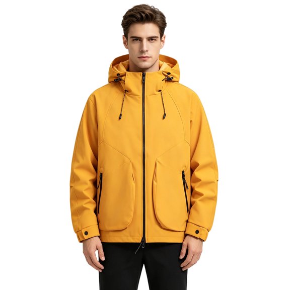 StSilkitty Rain Jacket for Men Windbreaker Waterproof Long Sleeve Zip up Hiking Camping Hooded Jacket Coat with Pockets
