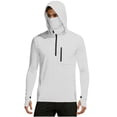 thumbnail image 2 of Mens Sun Shirts UV Protection Long Sleeve Quarter Zip Thumb Holes Hooded Top UPF 50+ Lightweight Breathable Shirt with Face Cover, 2 of 9