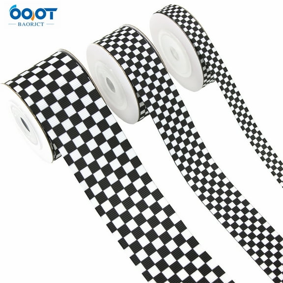 LIFKOME 3 Rolls Black White Ribbon Plaid Ribbon 450.00X3.80X0.10CM