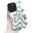 thumbnail image 1 of Sayoaho Diseñado Para Iphone 13 Pro Max Funda De Teléfono Suave De Piel Sintética Tpu Y Lindo Arte Ondulado Pintado Para Mujeres Y Niñas, Protector Delgado A Prueba De Golpes, Compatible Con Funda Par, 1 of 5