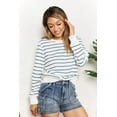 thumbnail image 3 of Double Take Striped Long Sleeve Round Neck Top, 3 of 4