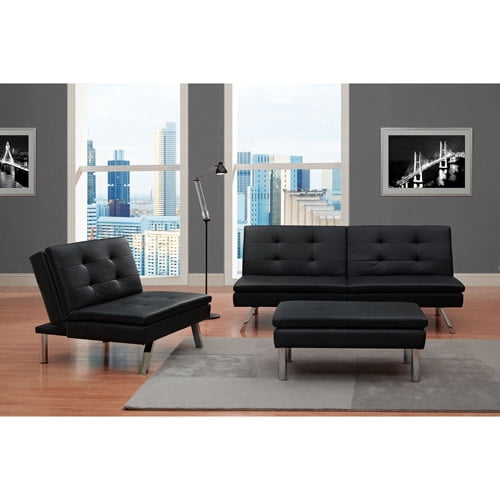 chelsea 3-piece living room set, black - walmart