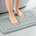 thumbnail image 2 of Alfombras de baño de espuma de memoria REGALWOVEN, con fondo antideslizante, suave, absorbente de agua, secado rápido, alfombra de baño color gris claro 20" x 32", 2 of 6