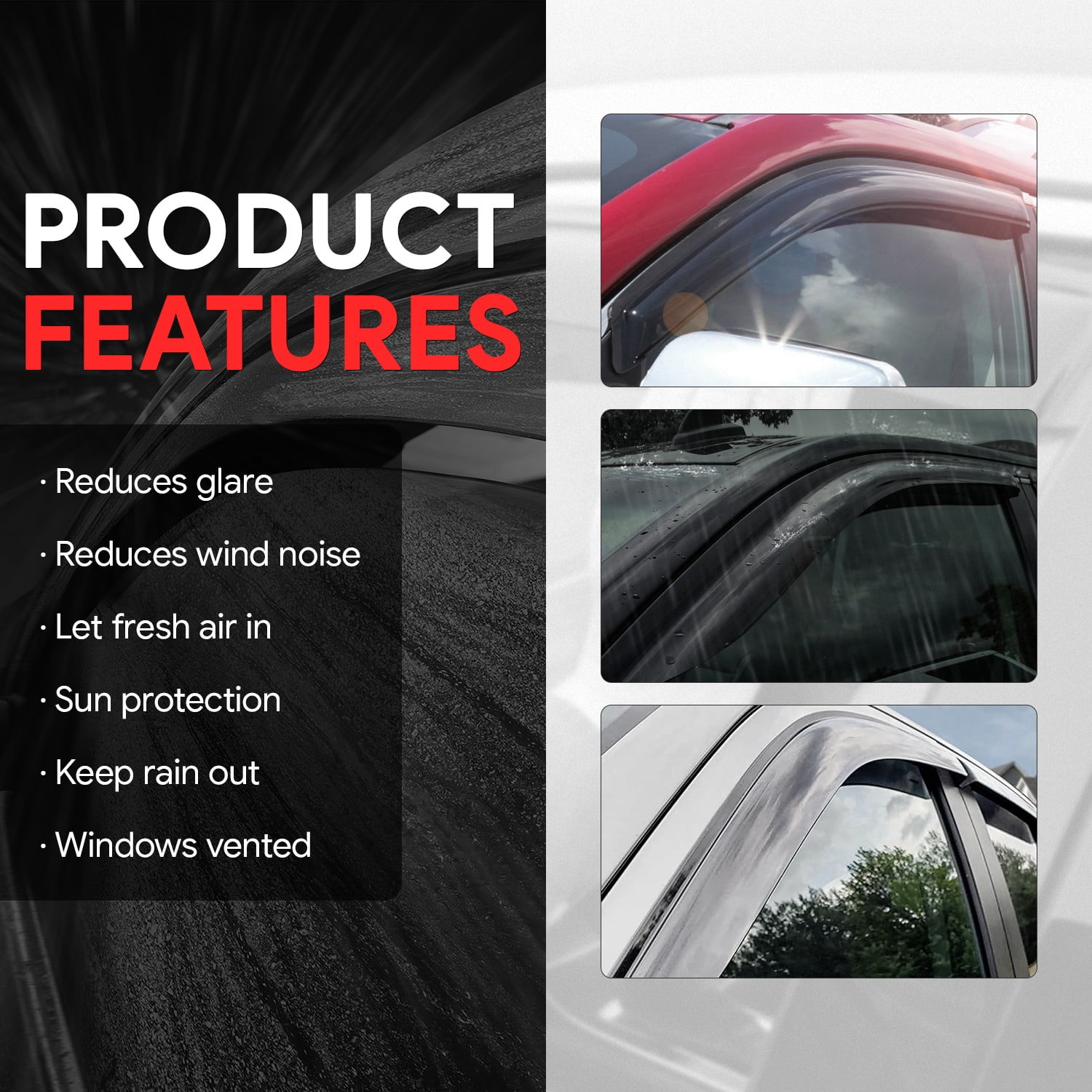 Nuvision Tape-On Window Visor Vent Shade Sun Rain Guard Deflector for 23-25 Honda HR-V