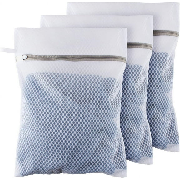 3Pack Honeycomb Mesh Laundry Bag,Durable Mesh Structure with Strong Zipper,White Machine Wash Bags,Thickened Drawstring Laundry Bag,for Washing Machine,Lingerie, Socks and Stuffed Toys