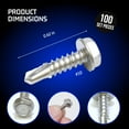 thumbnail image 3 of Bolt Dropper No. 10 x 5/8" Stainless Hex Washer Head Self Drilling Screws, 100 pc, 410 Stainless Steel Self Tapping TEK, No. 3 Point, Plain Finish, 3 of 7