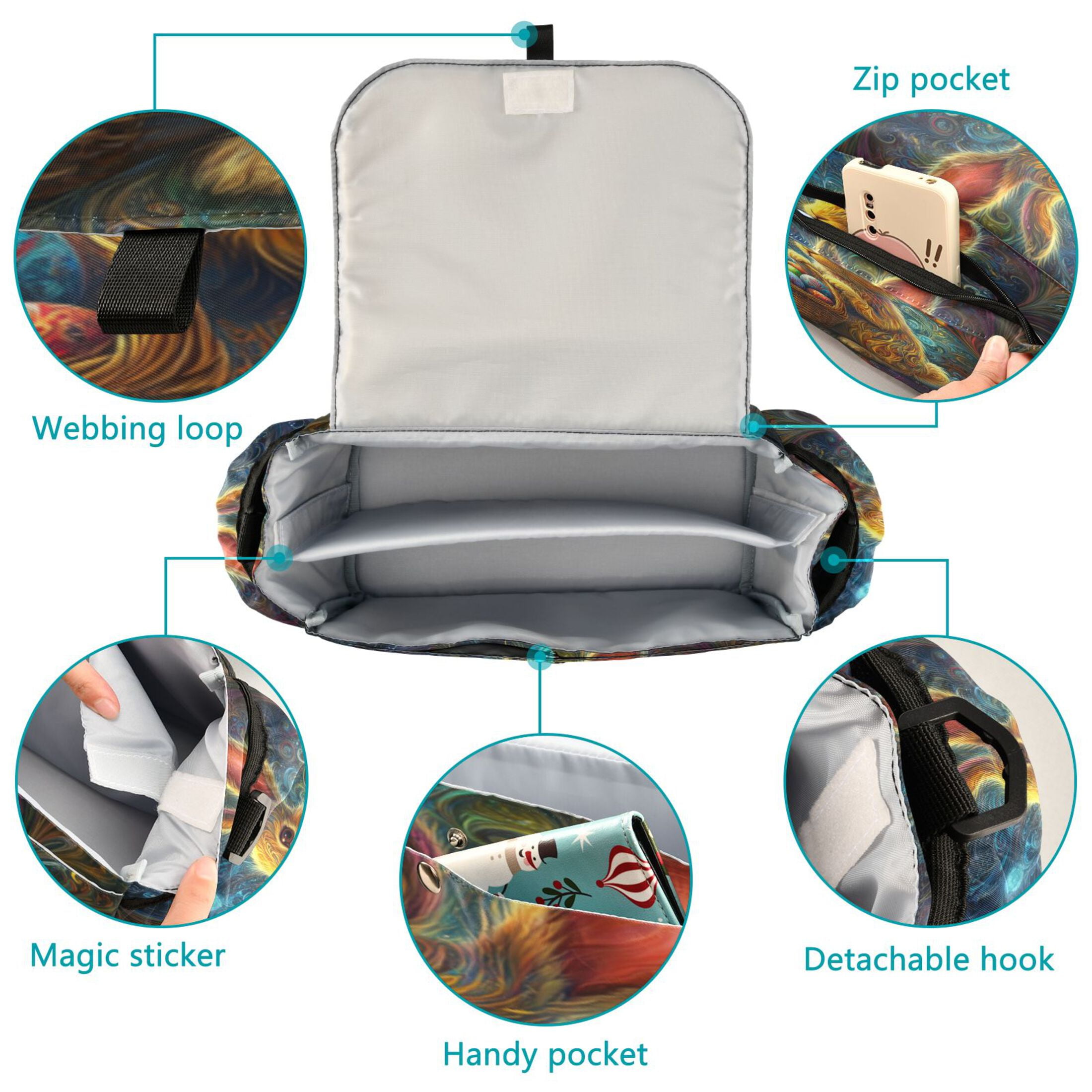 DIXRUYEE Stroller Organizer Bunny with Eggs Printed
