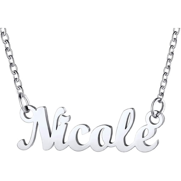 Name Necklace Personalized, Stainless Steel 18K Gold Plated Nameplate Jewelry for Men Women, Multiple Name Necklace, Customized Initial Name Choker Necklace with Curb Chain