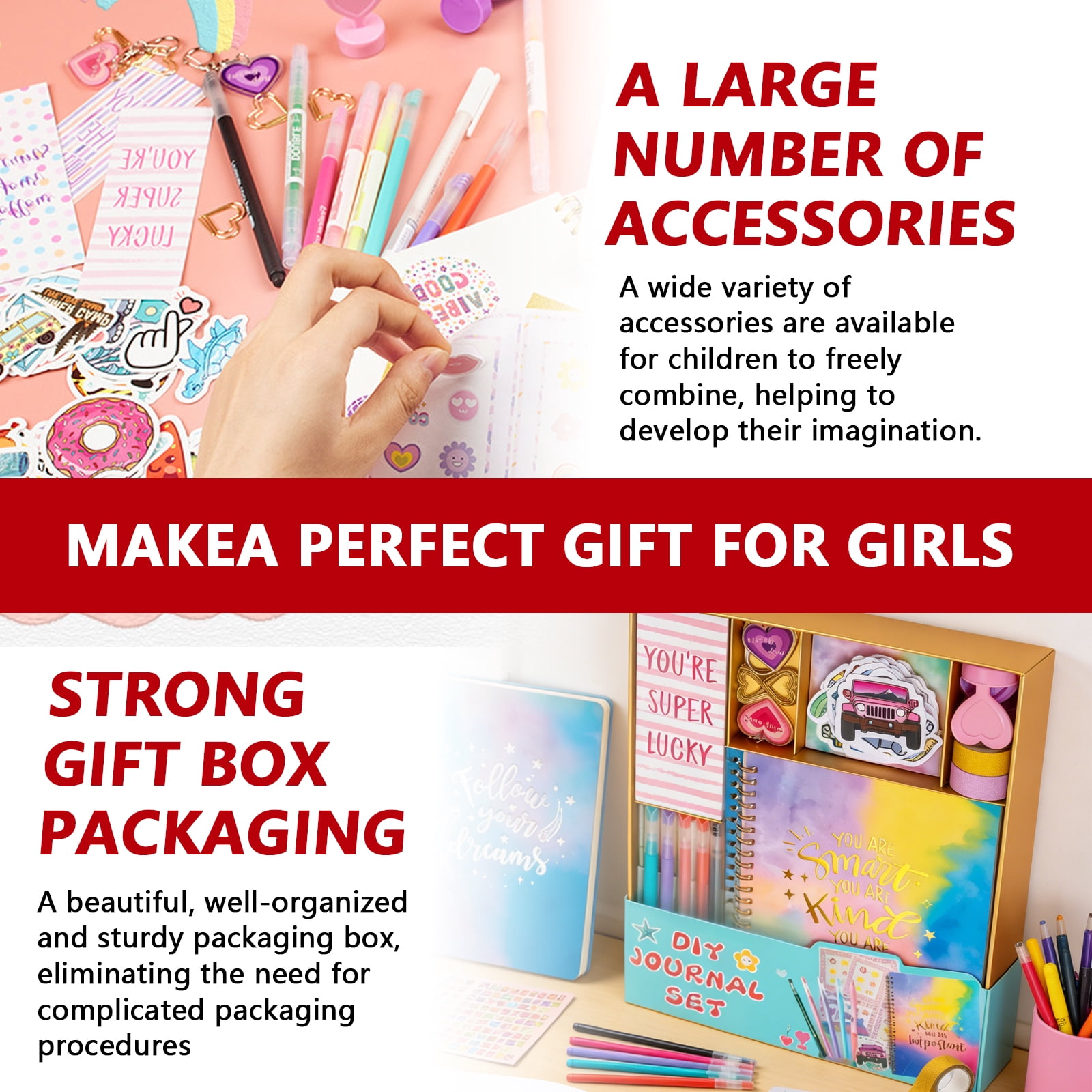 Arcticwind DIY Journal Kit for Cool Birthday Gifts Ideas for Fun Stationery Set with Stickers Cute Art & Crafts Kits Scrapbook & Diary Supplies Set Gifts