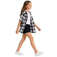 thumbnail image 4 of JAJAHO Girls Flannel Shirt Kids Plaid Hoodie Short Sleeve Button Down Shirts For 4-14 Years, 4 of 7