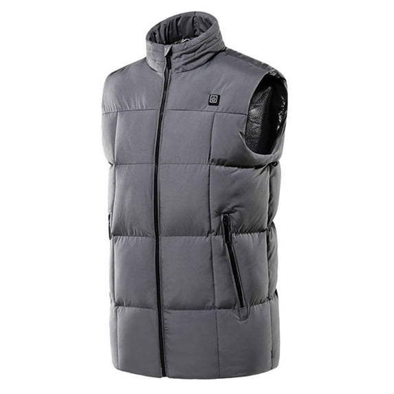 Frontwalk Women Heated Vest Sleeveless Outwear Solid Color Waistcoat Unisex Thicken Heating Coat Full Zip Puffer Jacket Gray M