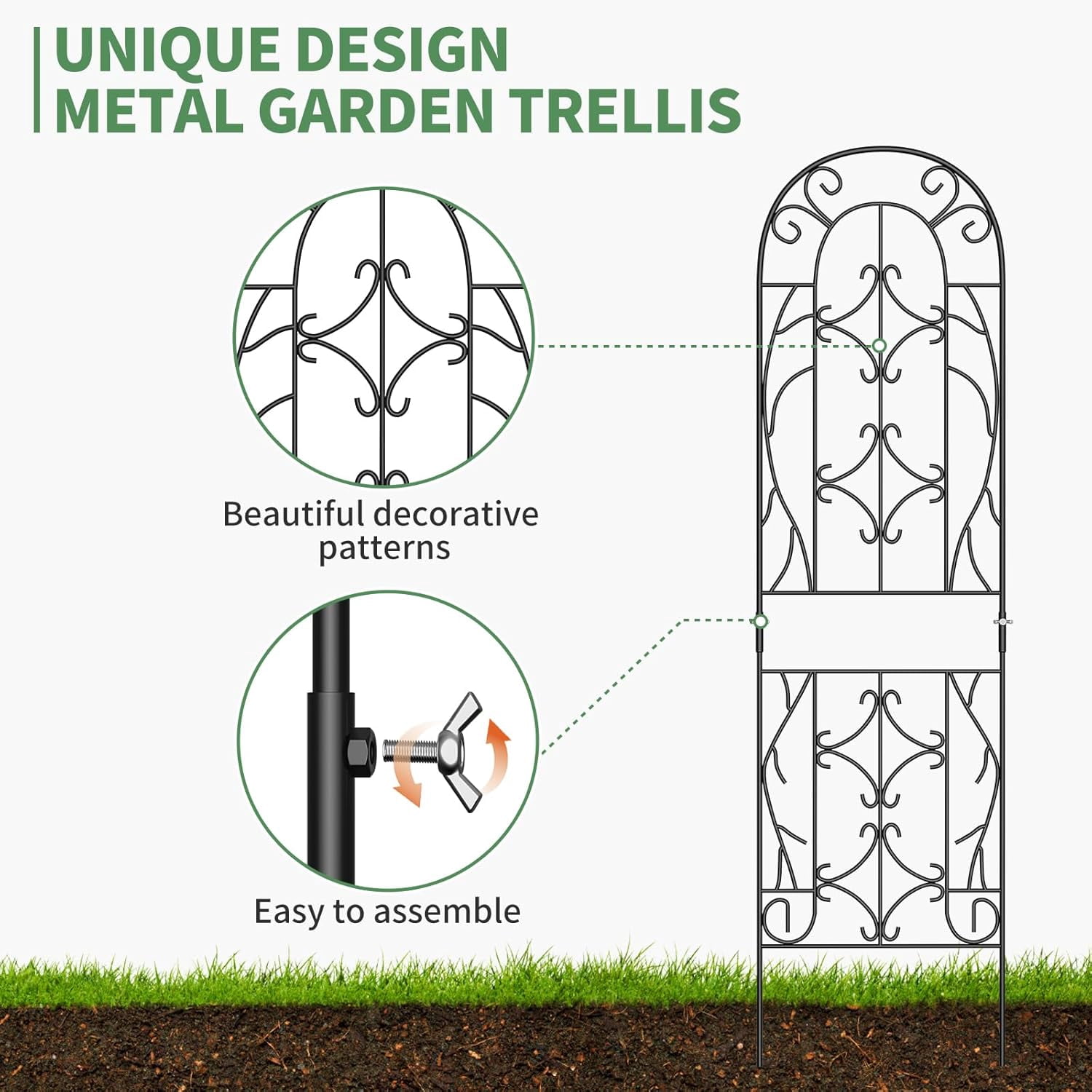 ABORON 4 Pack Metal Garden Trellis for Climbing Plants Outdoor, Metal Plant Trellis for Flowers Tomato Cucumber Rose Vegetable Support Garden Decoration