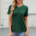thumbnail image 5 of Otvok Womens Tops New Short Sleeve Round Neck Solid Color Button Casual Fashion Blouse, 5 of 6